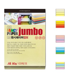 올인원마켓 (두성) 점보 OA팬시페이퍼 A4용지 80g 100매 (혼합색)