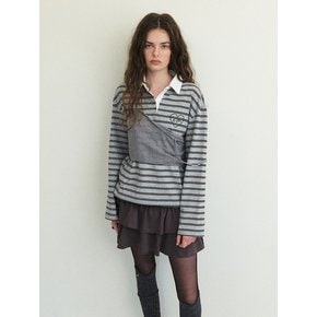 Love Stripe Collared T-Shirt, Grey