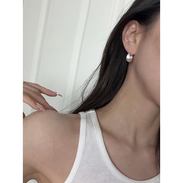 [925silver] Matt volume earring