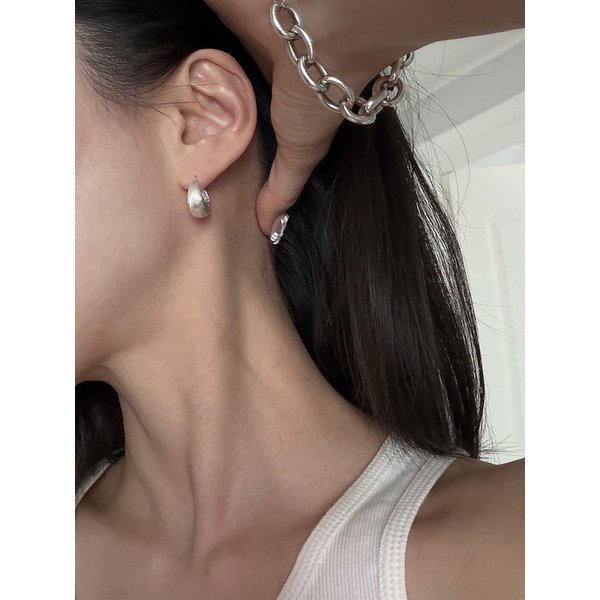 [925silver] Matt volume earring