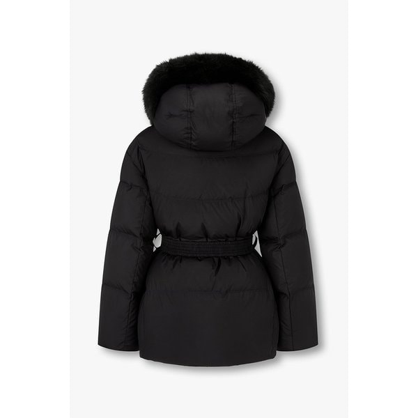 폭스 퍼 후드 벨티드 미디 다운 자켓 7255417117199