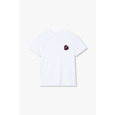 ARMANI EXCHANGE AX 여성 로고 패치 숏 슬리브 티셔츠- 화이트(A425130517)