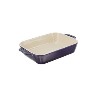  staub 스토우브 렉탱귤러 디쉬 글램블- 27×20cm 세라믹 그라탕 접시 오븐