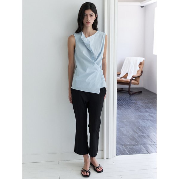 Sleeveless Wrap shirt _ sky blue