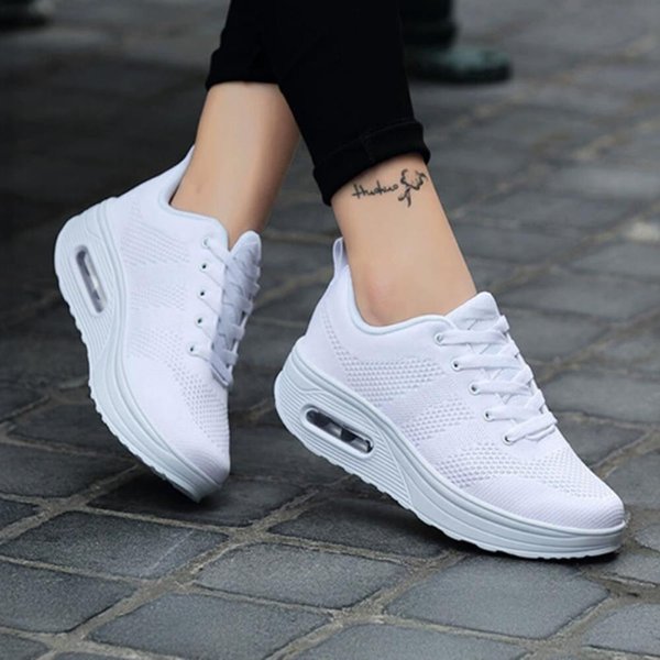 [옷자락] 여자 에어 레이스업 키높이 위빙 운동화