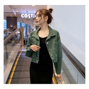 여성데님자켓 1P 여자 오버핏 짧은 크롭 청자켓 흰색