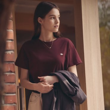 틸아이다이 Silket cotton half sleeve t-shirt_Burgundy