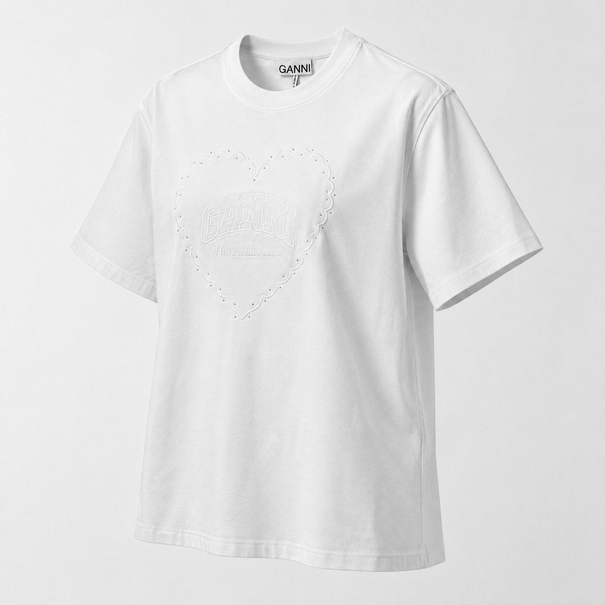 확대된 대표 가니 T4033 151 하트 라인스톤 로고 여성 반팔티