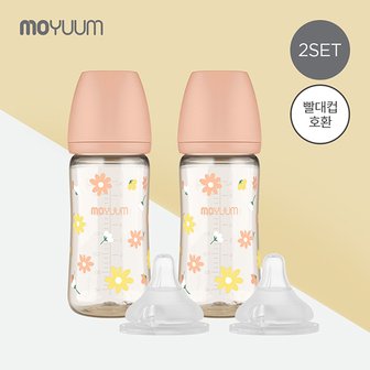 모윰 PPSU 노꼭지 올인원 젖병 270ml 2팩+젖꼭지(2ea) - 데이지 에디션