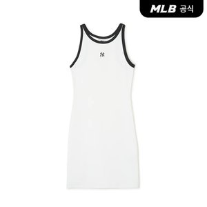 MLB [코리아공식] 여성 베이직 스몰로고 골지 링거 슬리브리스 원피스 (Wh)