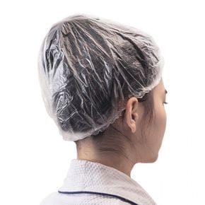투명 염색 일회용 비닐 샤워캡 위생 모자 100매