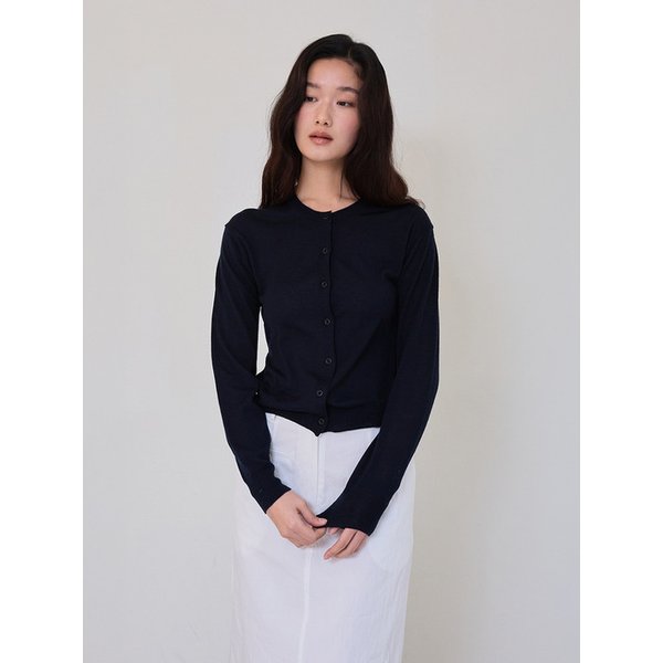 Shawl Collar Knit Cardigan (Navy)