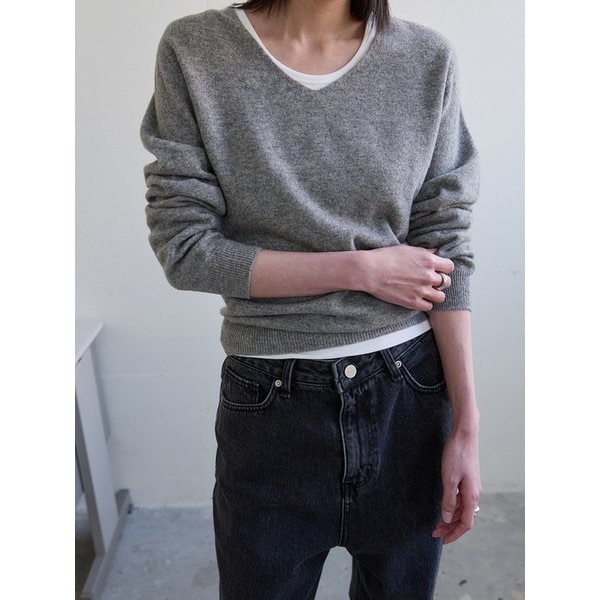 Avid Wool V-neck Knit (Medium Gray)