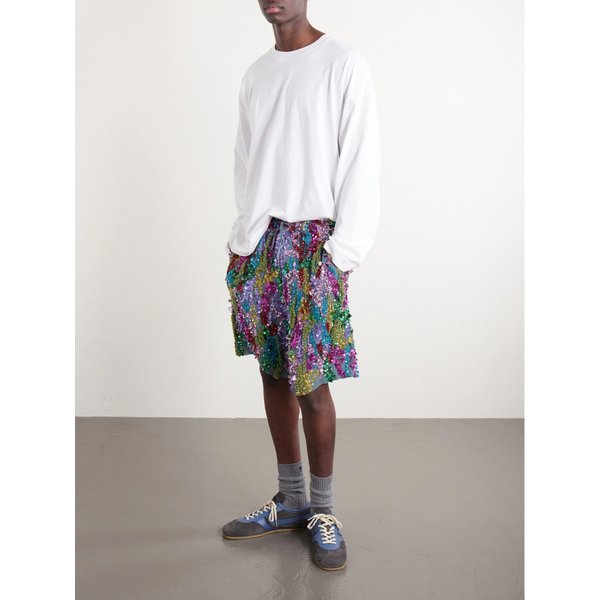 스트레이트 레그 시퀸 크레이프 드 신 쇼츠 46376663163006604