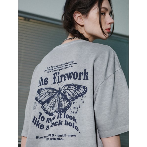 버터플라이 피그먼트 반팔티 고스트그레이