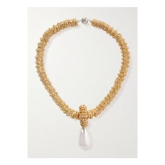  줄리에타 골드톤 인조 진주 스와로브스키 크리스털 네크리스 46376663162864852