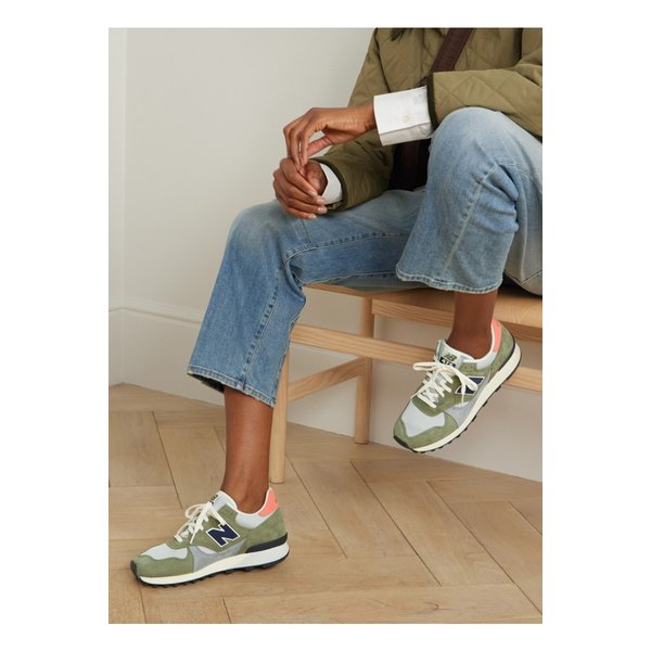 475 가죽 트리밍 메시 스웨이드 스니커즈 밀리터리 그린 1647597353264514