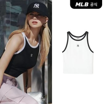 MLB [코리아공식] 여성 베이직 스몰로고 골지 링거 크롭 나시티 (2COLOR)