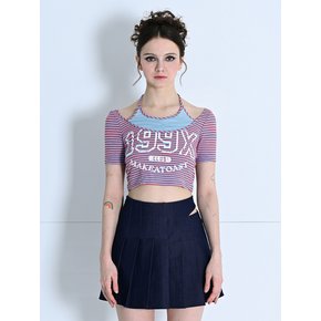 STRAP PRINTED CROP T-SHIRT STRIPE MBDSTO003ST