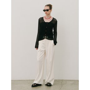 Summer Pintuck Wide Slacks Cream