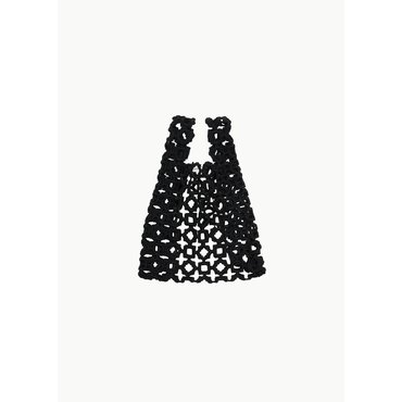 샵아모멘토 니콜로파스쿠알레티 Shopping Tote - Geometric Lace Embroidery, Black