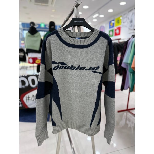 [여주점] 남여공용니트,레이싱 배색니트 그레이 JFZZ51905