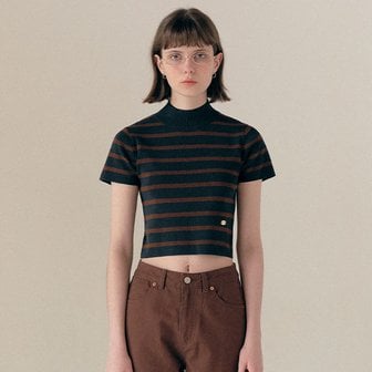 로라로라 HALF NECK STRIPE KNIT NAVY