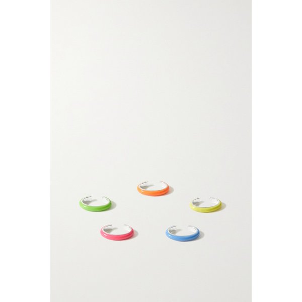 프라이 파워스 Neon Set Of Five Sterling Silver And Enamel Ear Cuffs 핑크 29419655931496427