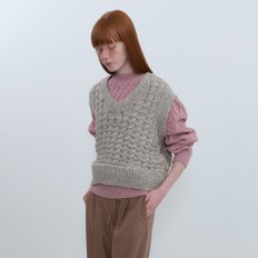 V-Neck Knit Vest_LIGHT BEIGE