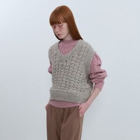 V-Neck Knit Vest_LIGHT BEIGE