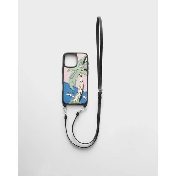 숄더 스트랩이 달린 iPhone 16 Pro Max용 사피아노 및 물뱀 가죽 케이스