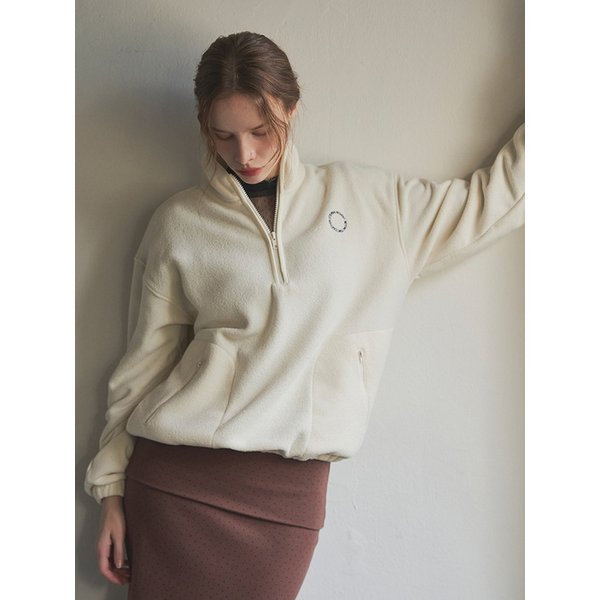 Soft Terry Half-Zip Sweat Shirts_Cream