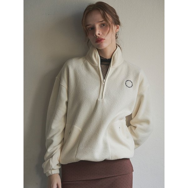 Soft Terry Half-Zip Sweat Shirts_Cream
