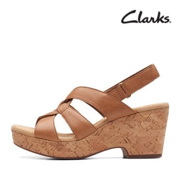 제옥스 [CLARKS]클락스 여성 New 22 컴포트 코르크 웨지 샌들 지젤 비치W9D47962M31CL 카멜