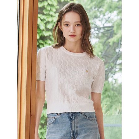 Nouve 써머 케이블 라운드 니트 - 아이보리 / Summer Cable Round Knit - Ivory