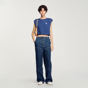 산드로 [25SS 시즌오프 30%] 드레이프 크롭 티셔츠 SF25S3FRR1539