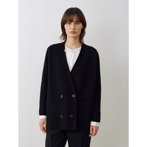 Double Breasted Pocket Knit Cardigan Black