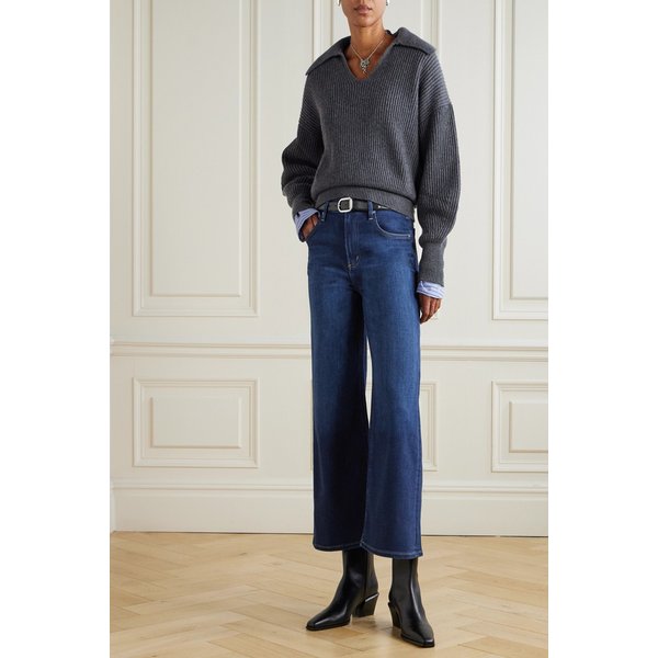 라이라 크롭 하이웨이스트 와이드 진 다크 데님 46376663162940659