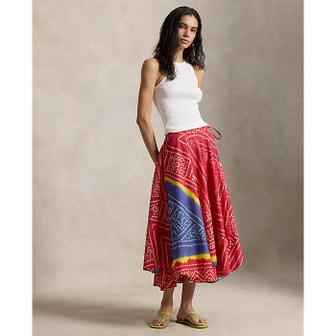 폴로 랄프 로렌 여성 프린트 코튼 랩 스커트(WMPOSKTNDC20147999)