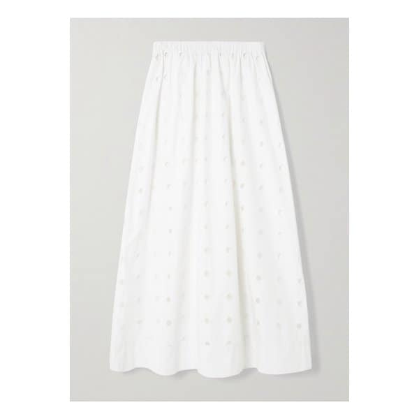 포세 페기 브로드리 앙글레즈 코튼 포플린 미디 스커트 화이트 46376663162895037
