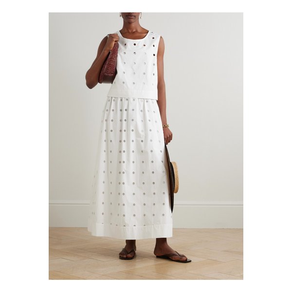 포세 페기 브로드리 앙글레즈 코튼 포플린 미디 스커트 화이트 46376663162895037