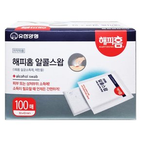 유한 해피홈 알콜 스왑 일회용 살균 소독제 100매 X 1개