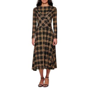 이스퀘어 4826059 Calvin Klein Printed Long Sleeve Crisscross Dress