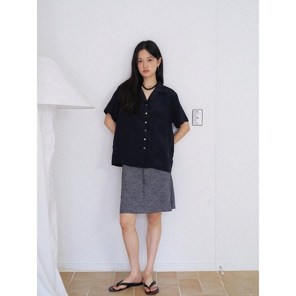 [단독] Glossy Wrinkle Shirt (Deep Navy)