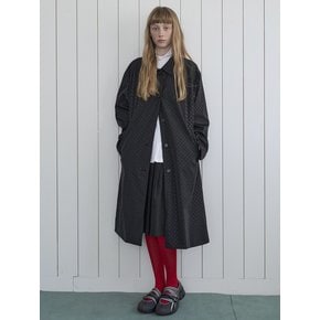 Dot shirring rain coat_black