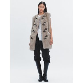 LILY DUFFLE FUR VEST GREY