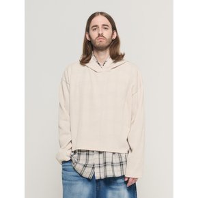 HOOD CROP LAYERED LONG-SLEEVE KNIT (IVORY)