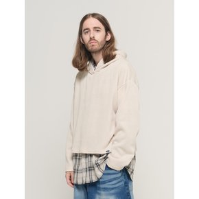 HOOD CROP LAYERED LONG-SLEEVE KNIT (IVORY)
