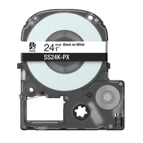 정품 표준형 라벨테이프 카트리지 24mm 흰색바탕/검정글씨 라벨지 SS24K-PX