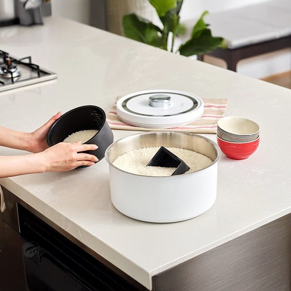 [위주]무선 스텐 진공쌀통 다목적 밀폐용기 6L